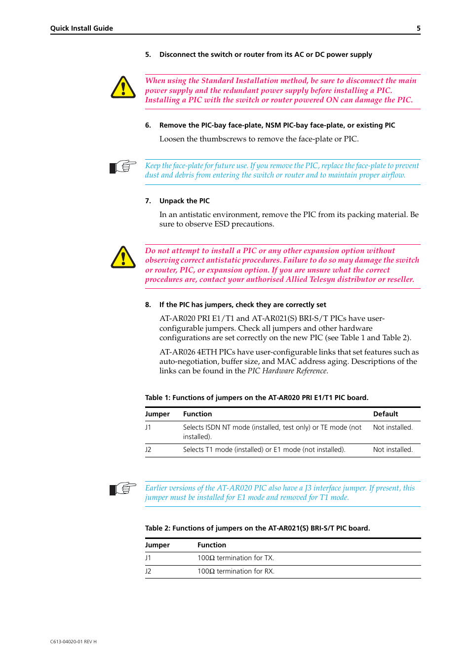 Allied Telesis Port Interface Card User Manual | Page 5 / 10