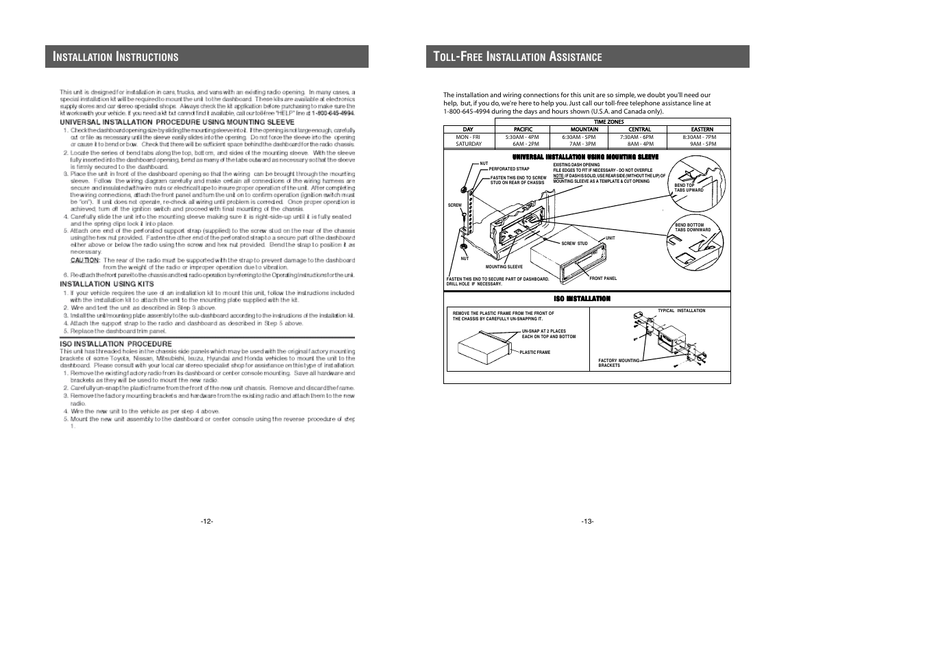 Nstallation, Nstructions, Ssistance | Audiovox PAV-7 User Manual | Page 7 / 10
