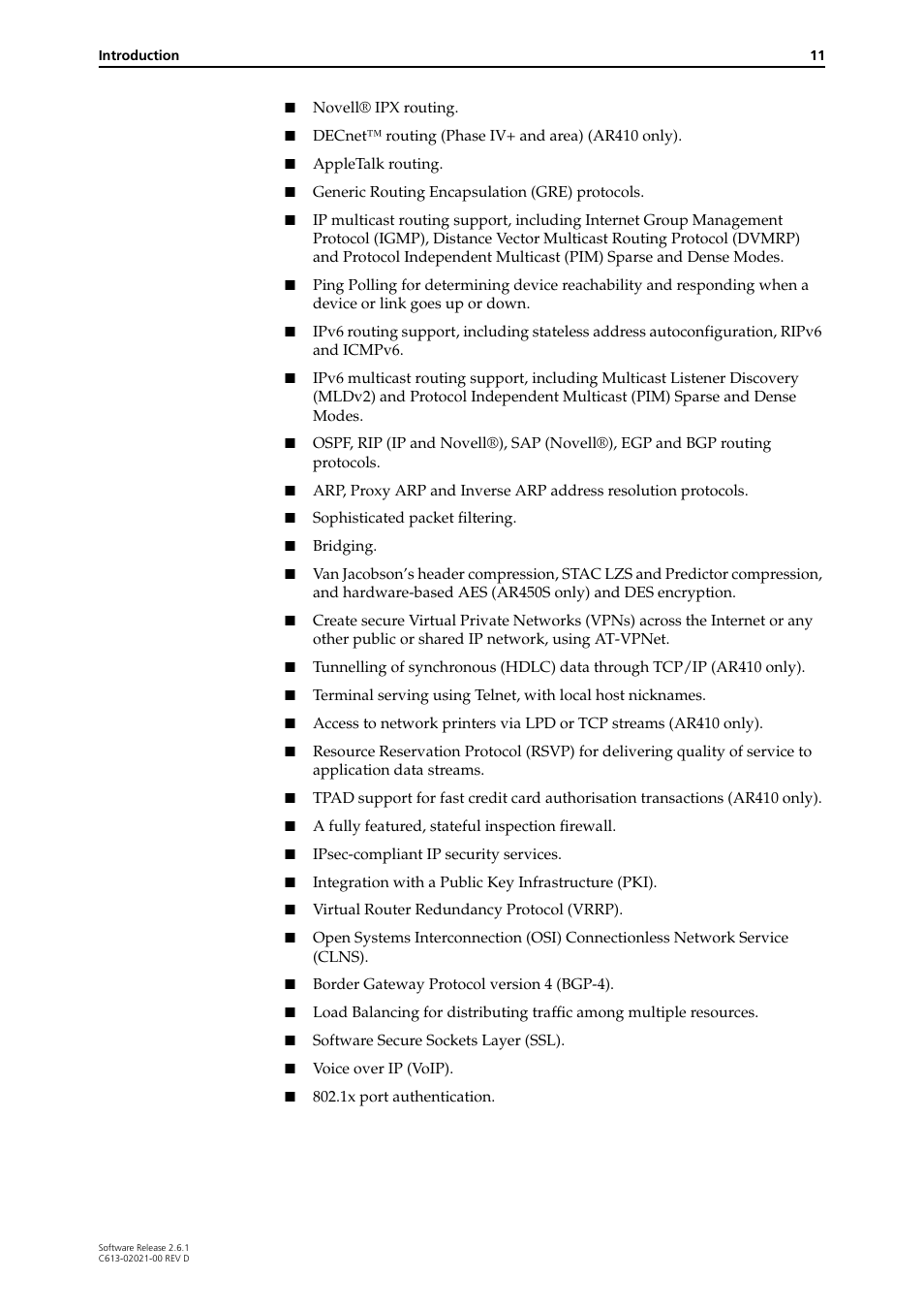 Allied Telesis AR400 Series Router User Manual | Page 11 / 131