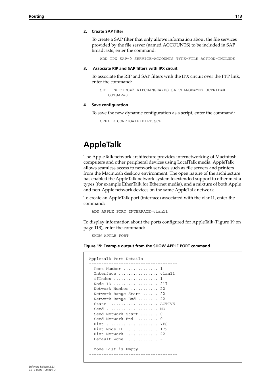 Appletalk | Allied Telesis AR400 Series Router User Manual | Page 113 / 131