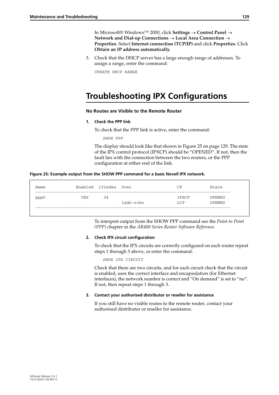 Troubleshooting ipx configurations | Allied Telesis AR400 Series Router User Manual | Page 129 / 131