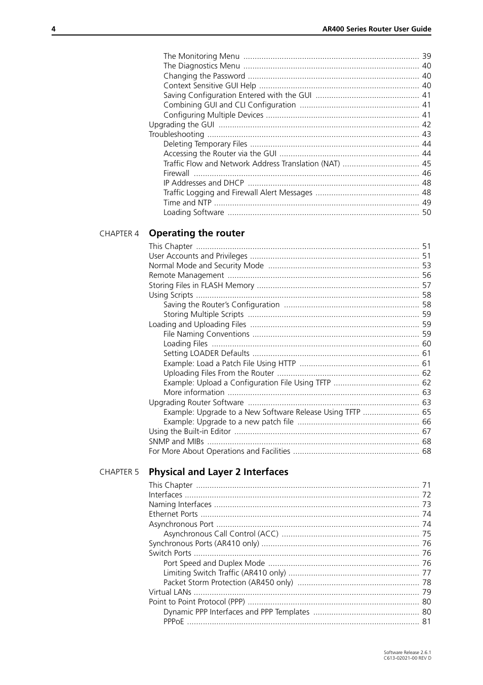 Operating the router, Physical and layer 2 interfaces | Allied Telesis AR400 Series Router User Manual | Page 4 / 131