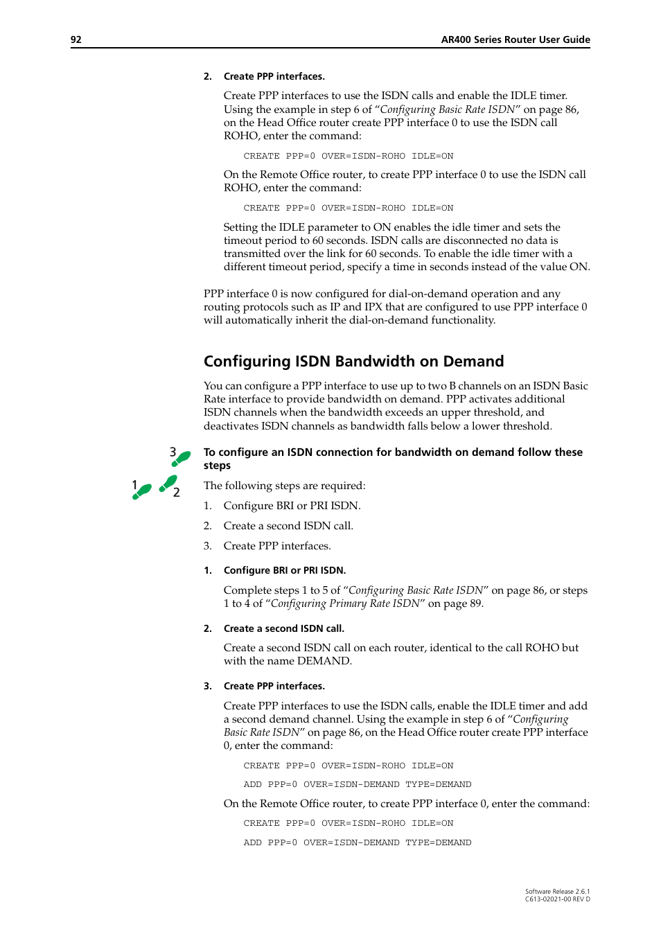 Configuring isdn bandwidth on demand | Allied Telesis AR400 Series Router User Manual | Page 92 / 131