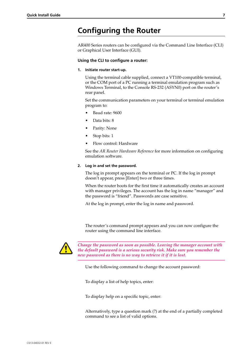 Configuring the router | Allied Telesis AR400 Series Router User Manual | Page 7 / 11