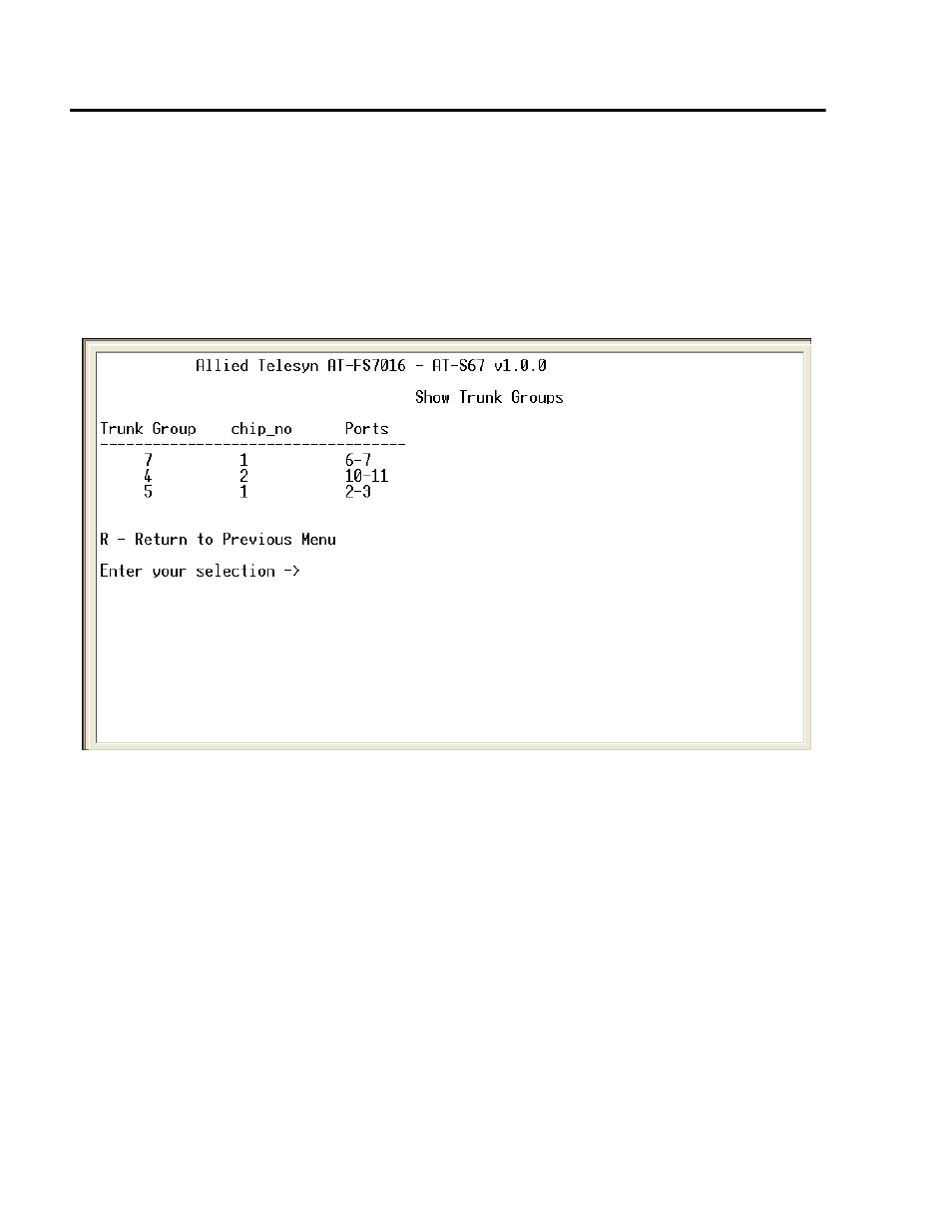 Displaying port trunks | Allied Telesis AT-S68 User Manual | Page 32 / 90