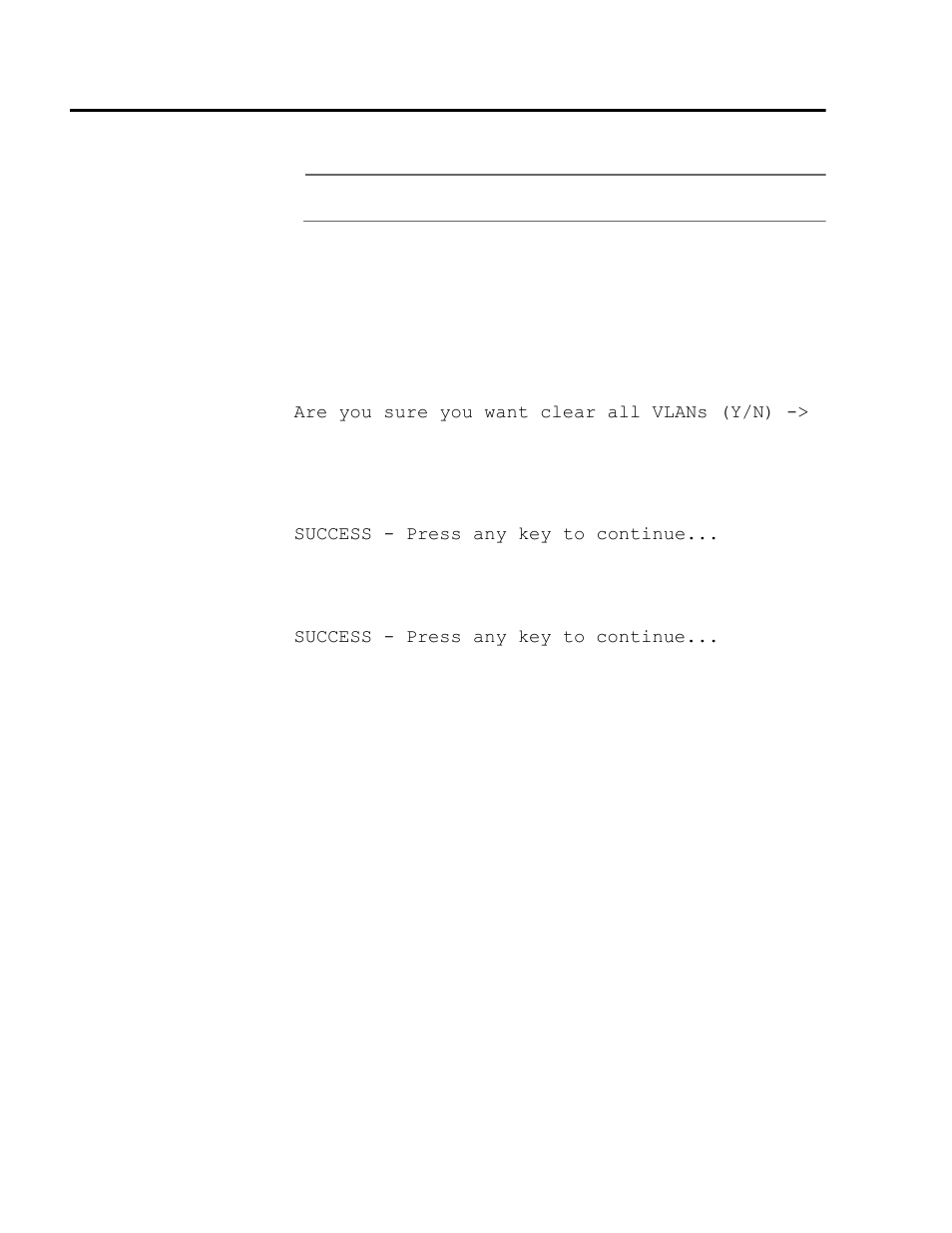 Clearing all vlans | Allied Telesis AT-S68 User Manual | Page 58 / 90