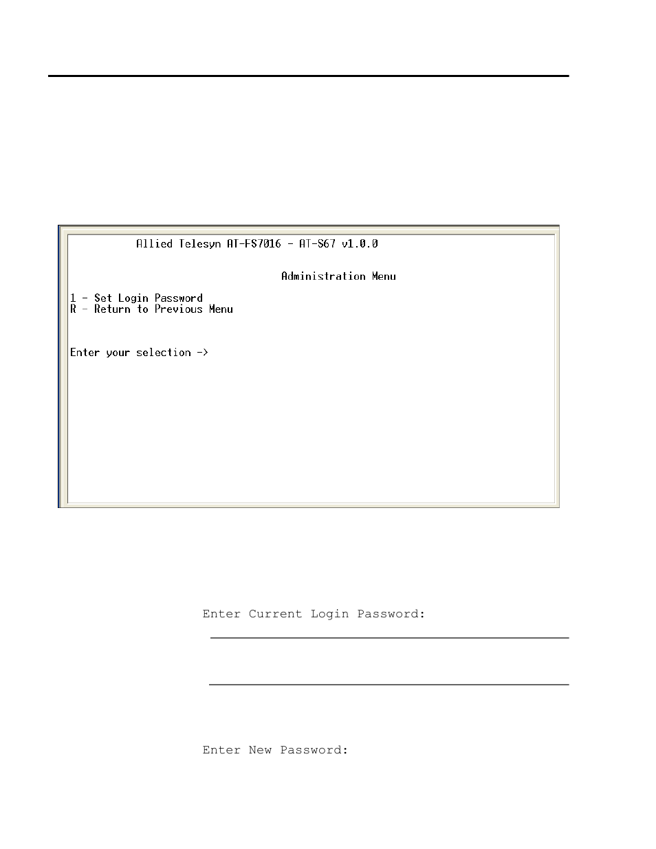Changing the login password | Allied Telesis AT-S68 User Manual | Page 68 / 90
