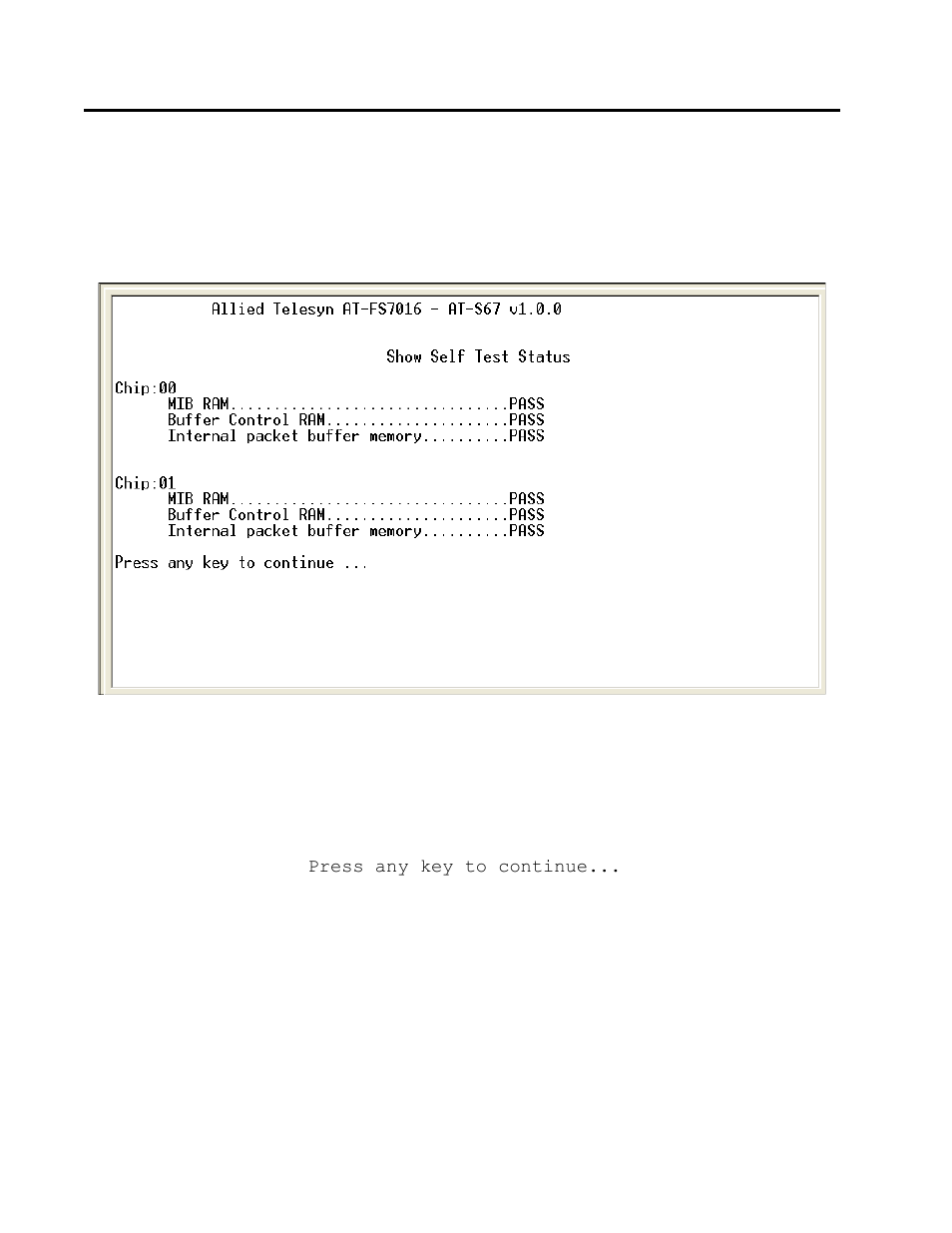 Running a self test | Allied Telesis AT-S68 User Manual | Page 87 / 90
