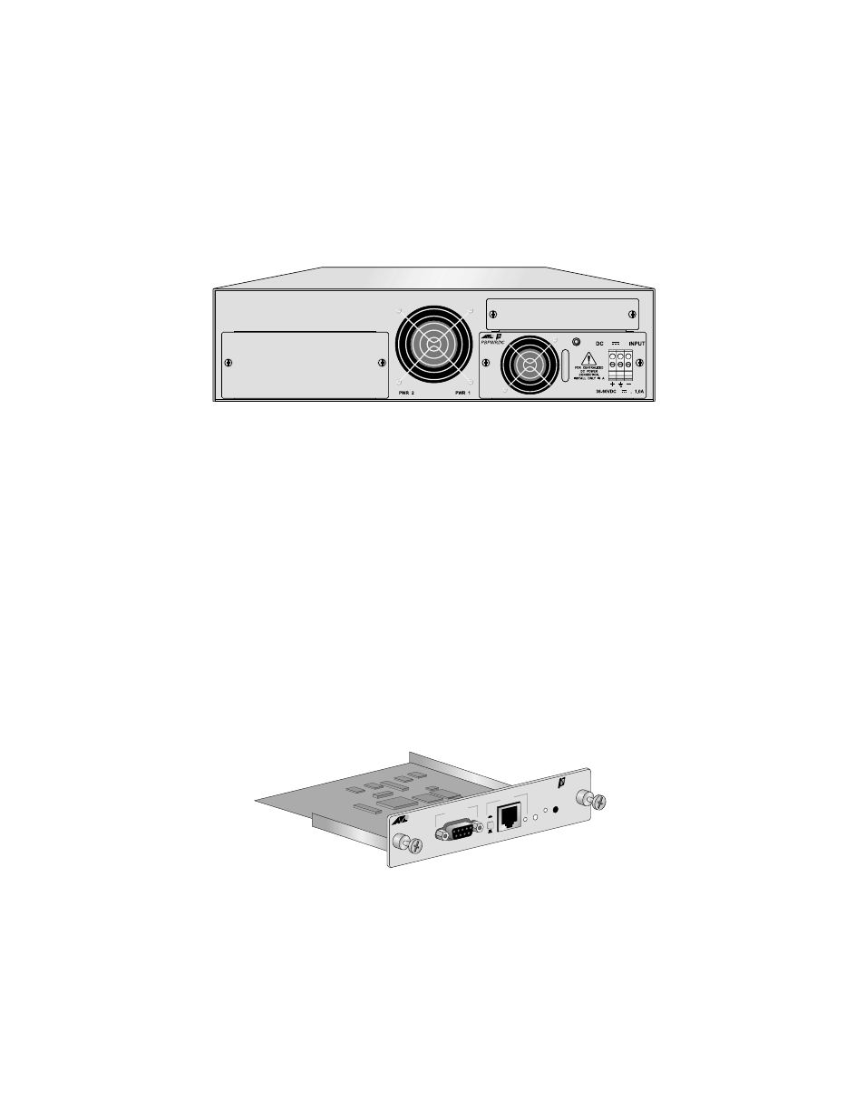 Dc power supply, Optional management module, Mdi-x mdi lnk status pwr reset | Allied Telesis AT-PBC18 User Manual | Page 15 / 62