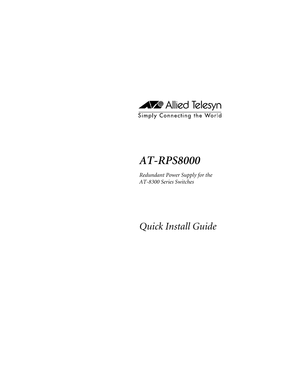 Allied Telesis AT-RPS8000 User Manual | 32 pages
