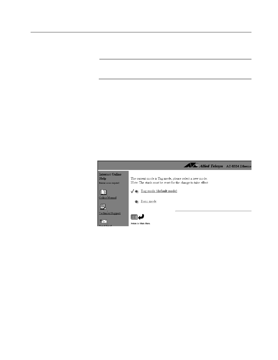 Activating or deactivating the basic vlan mode | Allied Telesis AT-S25 User Manual | Page 107 / 166