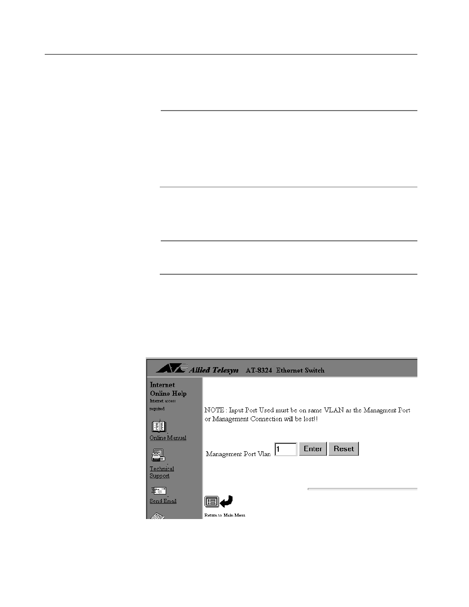 Assigning the cpu management port to a vlan, Index | Allied Telesis AT-S25 User Manual | Page 110 / 166