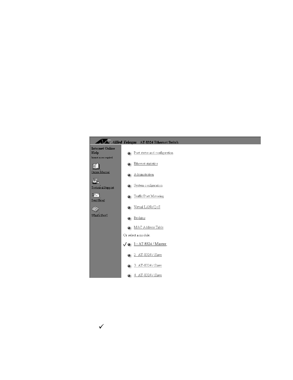 Managed switch, Omega main menu window, Managed switch omega main menu window | Allied Telesis AT-S25 User Manual | Page 26 / 166