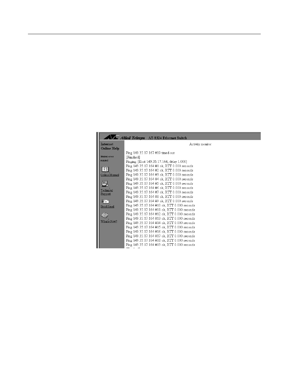 Displaying the activity monitor | Allied Telesis AT-S25 User Manual | Page 60 / 166