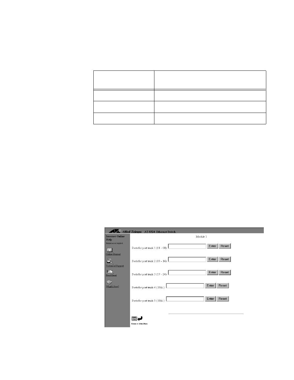 Creating a port trunk | Allied Telesis AT-S25 User Manual | Page 73 / 166