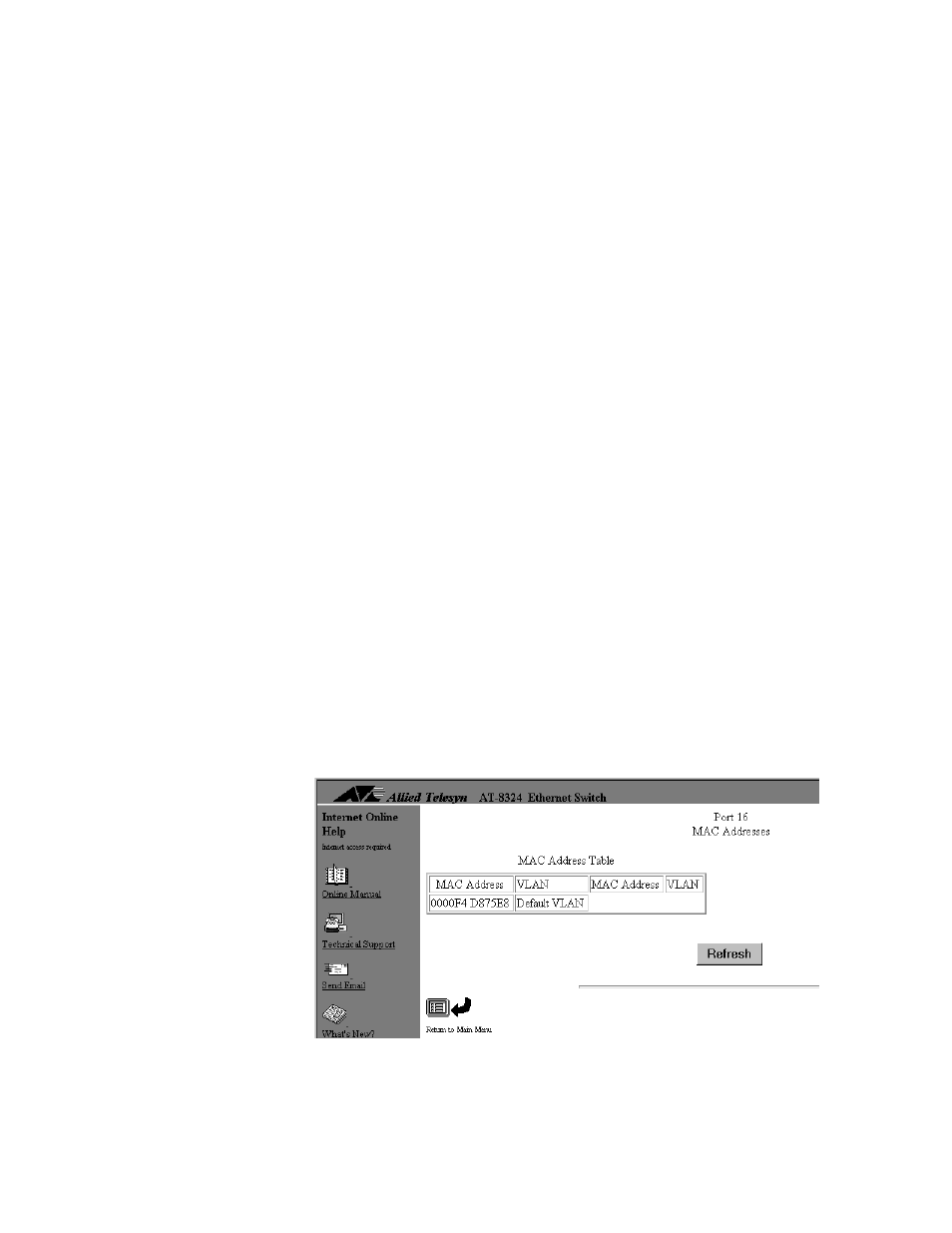 Displaying the mac addresses of a port | Allied Telesis AT-S25 User Manual | Page 84 / 166