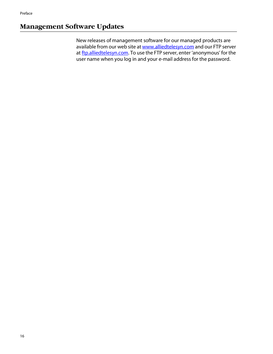 Management software updates | Allied Telesis AT-S25 User Manual | Page 16 / 277
