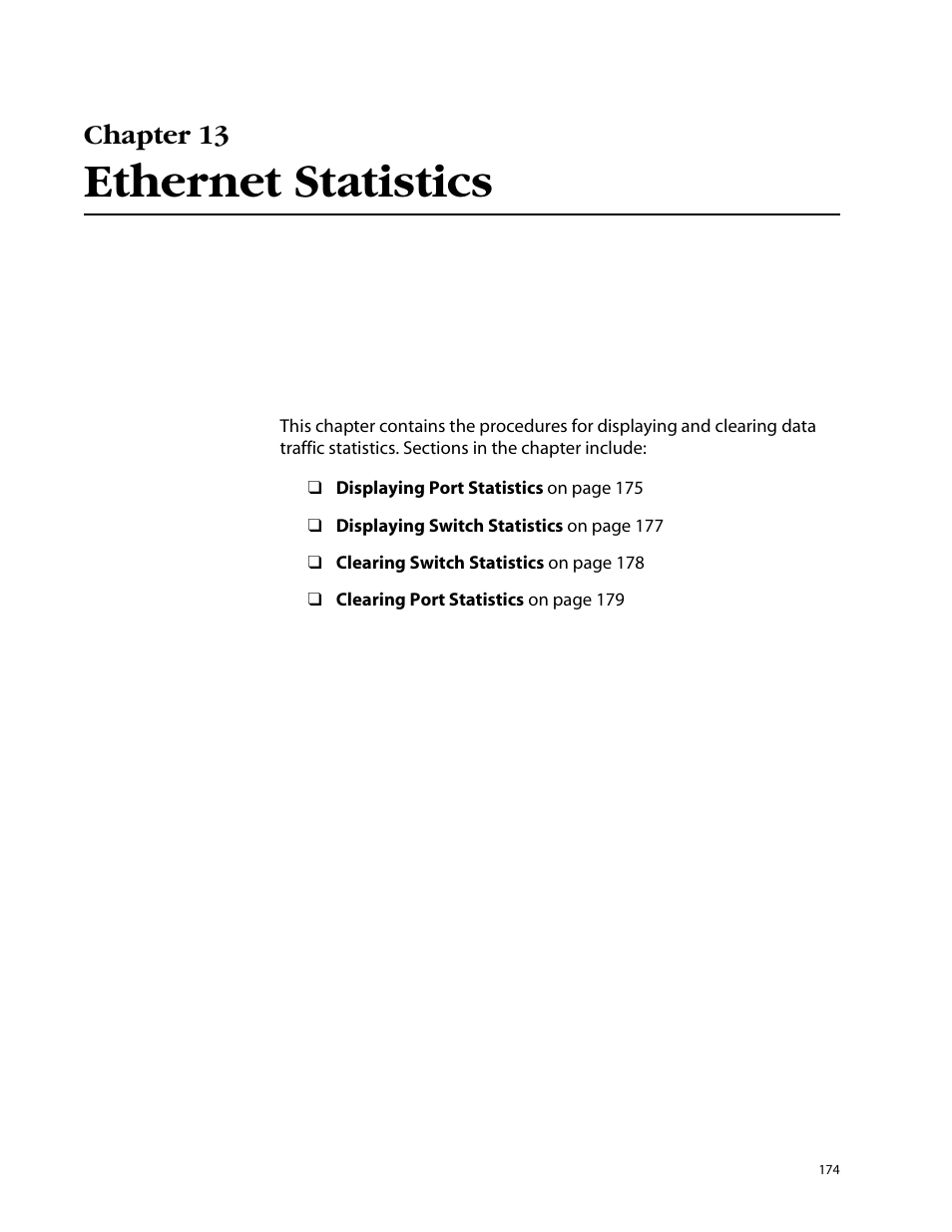 Chapter 13, Ethernet statistics, Chapter 13 ethernet statistics | Allied Telesis AT-S25 User Manual | Page 174 / 277