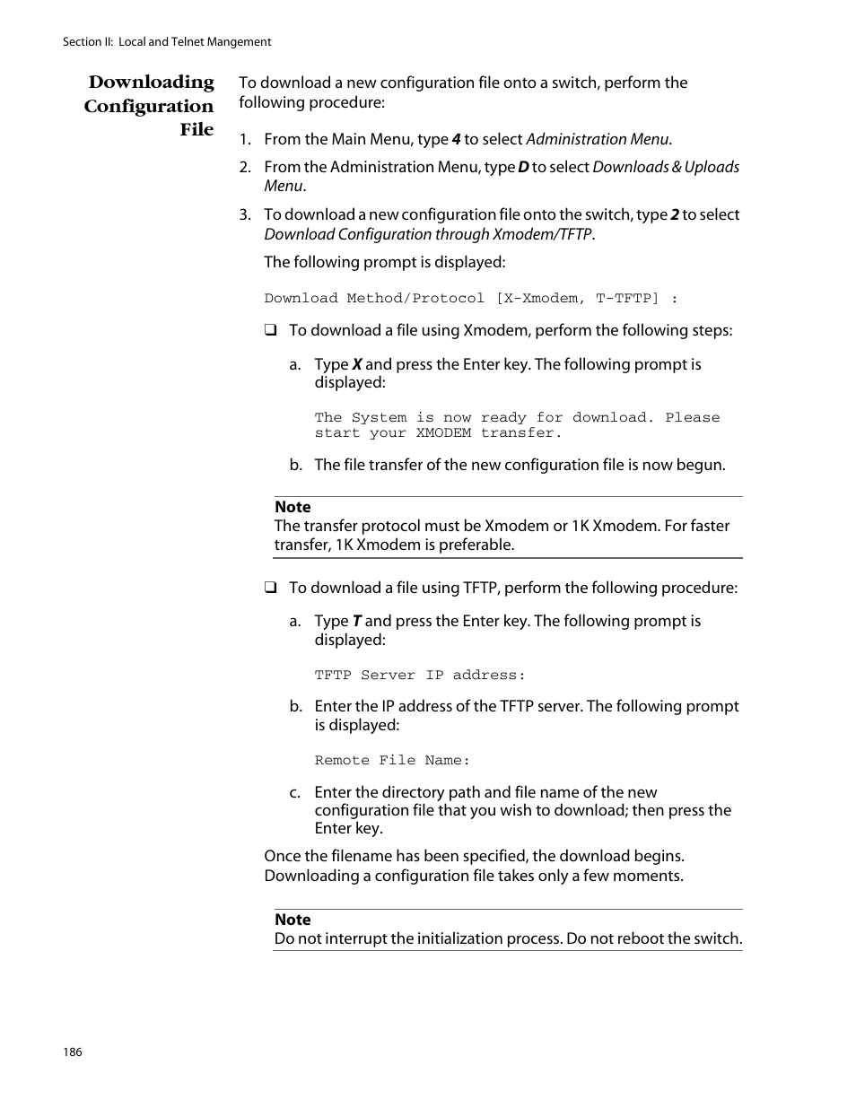 Downloading configuration file | Allied Telesis AT-S25 User Manual | Page 186 / 277