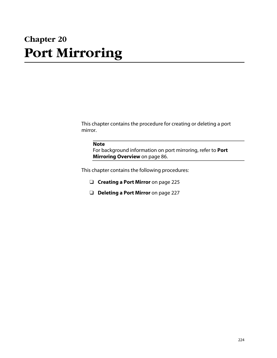 Chapter 20, Port mirroring, Chapter 20 port mirroring | Allied Telesis AT-S25 User Manual | Page 224 / 277