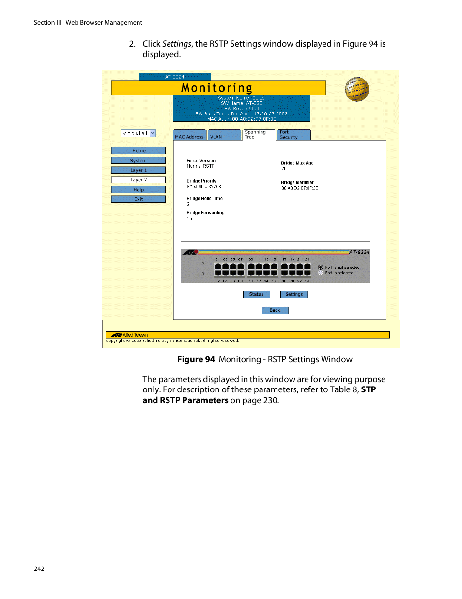 Allied Telesis AT-S25 User Manual | Page 242 / 277