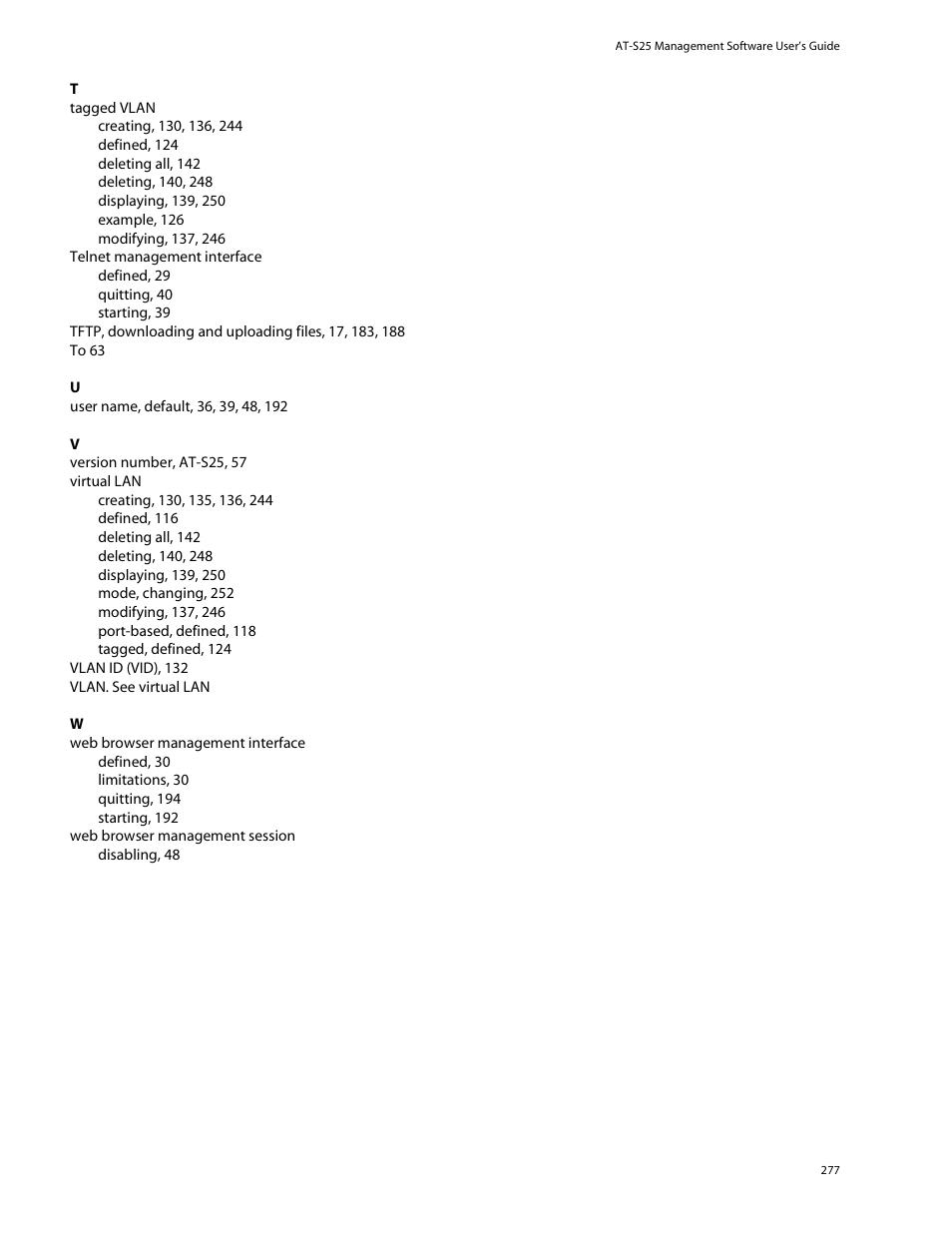 Allied Telesis AT-S25 User Manual | Page 277 / 277
