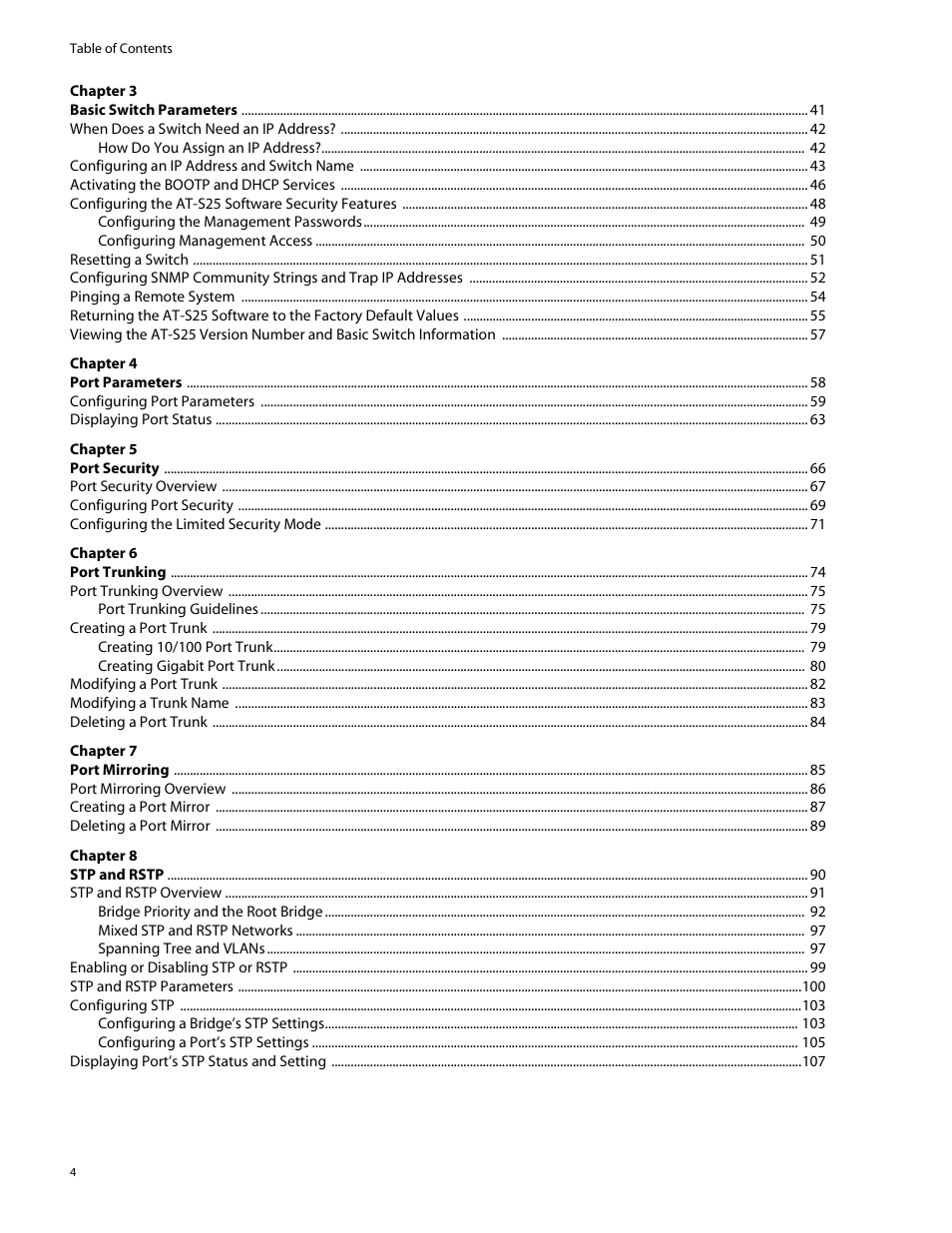 Allied Telesis AT-S25 User Manual | Page 4 / 277