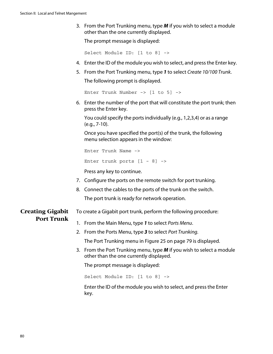 Creating gigabit port trunk | Allied Telesis AT-S25 User Manual | Page 80 / 277