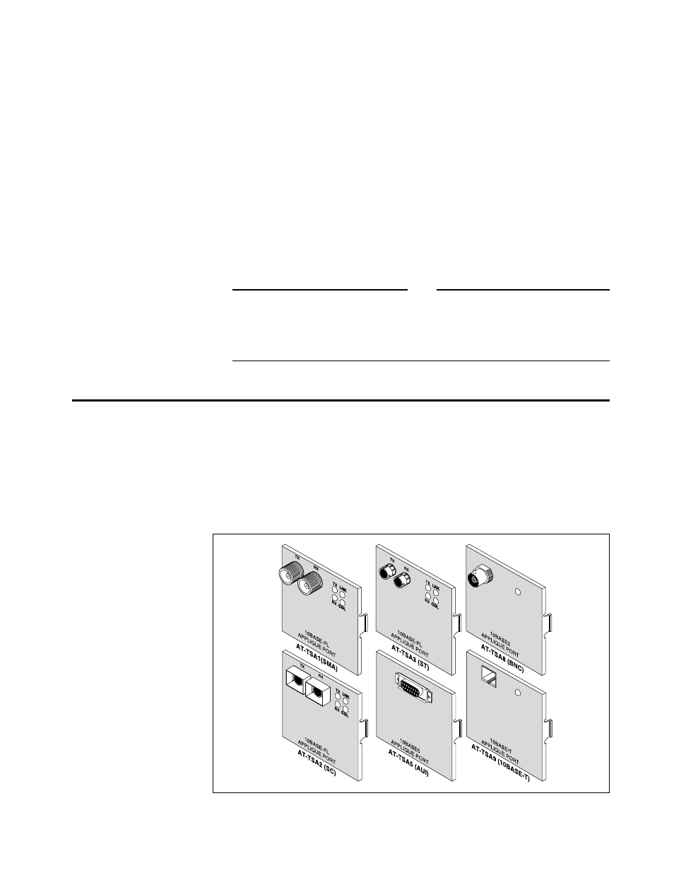 Aui appliqué port, The aui port on turbostack hubs without management, Hub connection options | Appliqués | Allied Telesis AT-TS24TR User Manual | Page 34 / 95