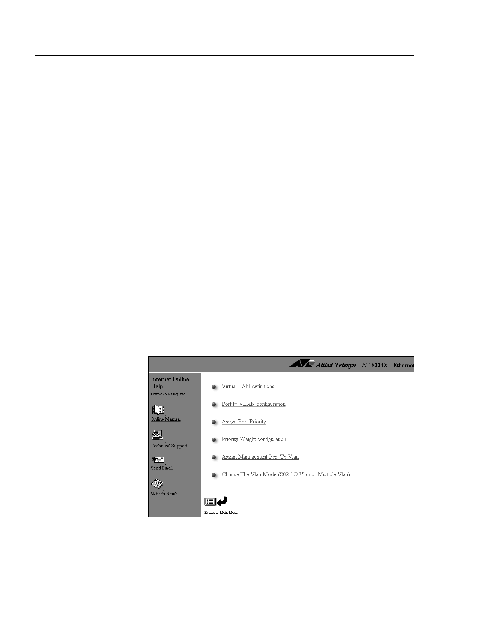 Creating a port-based or tagged vlan, Phase 1, Figure 53: virtual lan/qos menu | Allied Telesis AT-S24 User Manual | Page 110 / 164