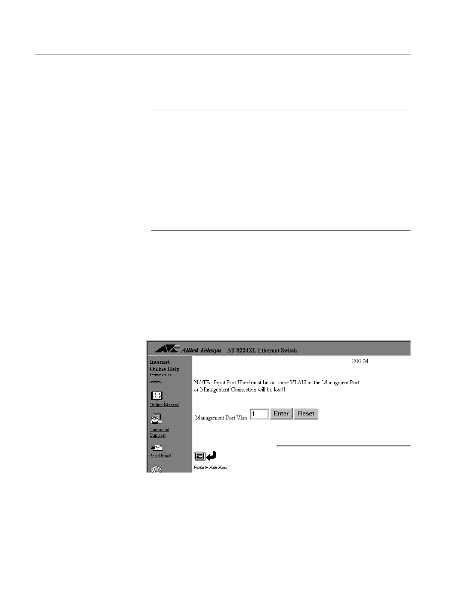 Assigning the cpu management port to a vlan | Allied Telesis AT-S24 User Manual | Page 128 / 164