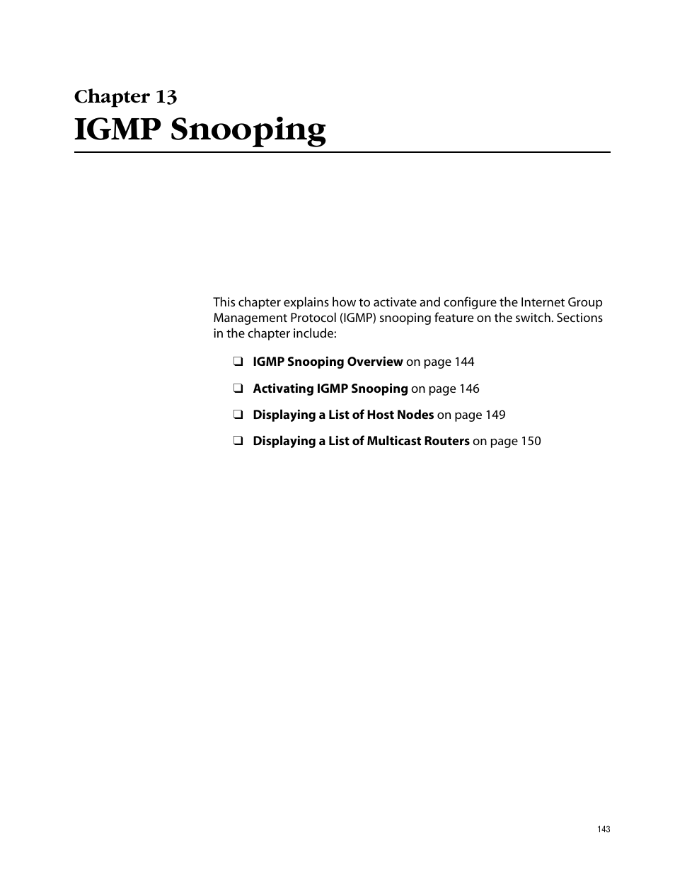 Chapter 13, Igmp snooping | Allied Telesis AT-S39 User Manual | Page 143 / 242