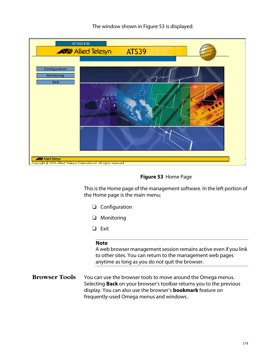 Browser tools | Allied Telesis AT-S39 User Manual | Page 174 / 242