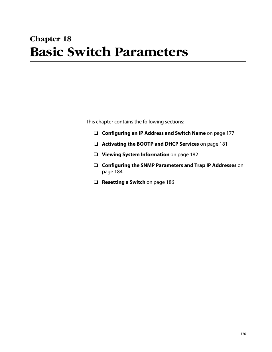 Chapter 18, Basic switch parameters | Allied Telesis AT-S39 User Manual | Page 176 / 242