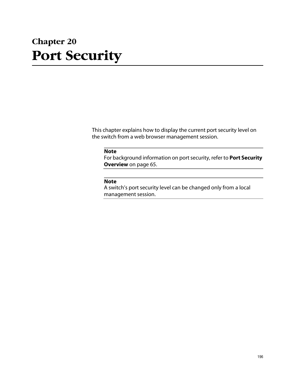 Chapter 20, Port security | Allied Telesis AT-S39 User Manual | Page 196 / 242