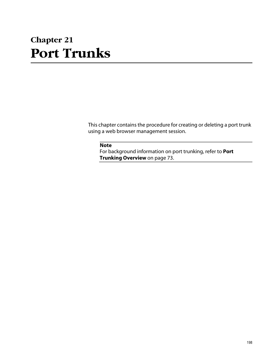 Chapter 21, Port trunks | Allied Telesis AT-S39 User Manual | Page 198 / 242
