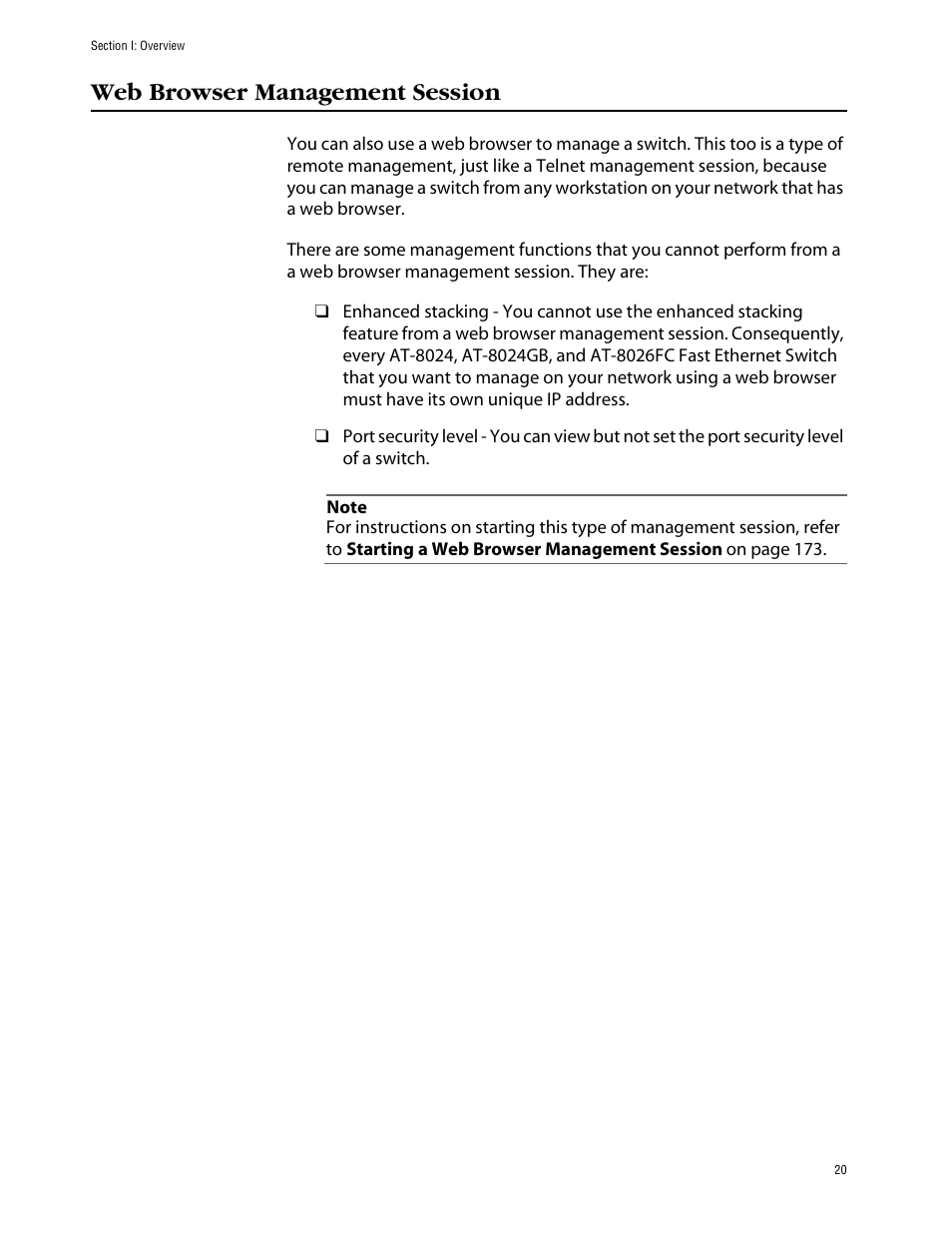 Web browser management session | Allied Telesis AT-S39 User Manual | Page 20 / 242