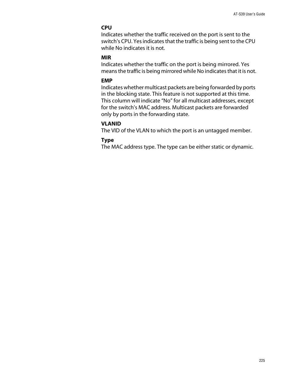 Allied Telesis AT-S39 User Manual | Page 225 / 242