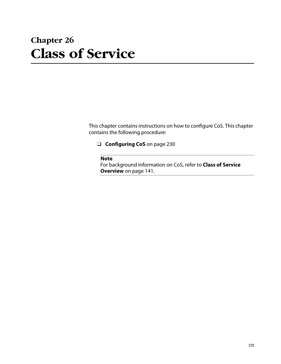 Chapter 26, Class of service | Allied Telesis AT-S39 User Manual | Page 229 / 242
