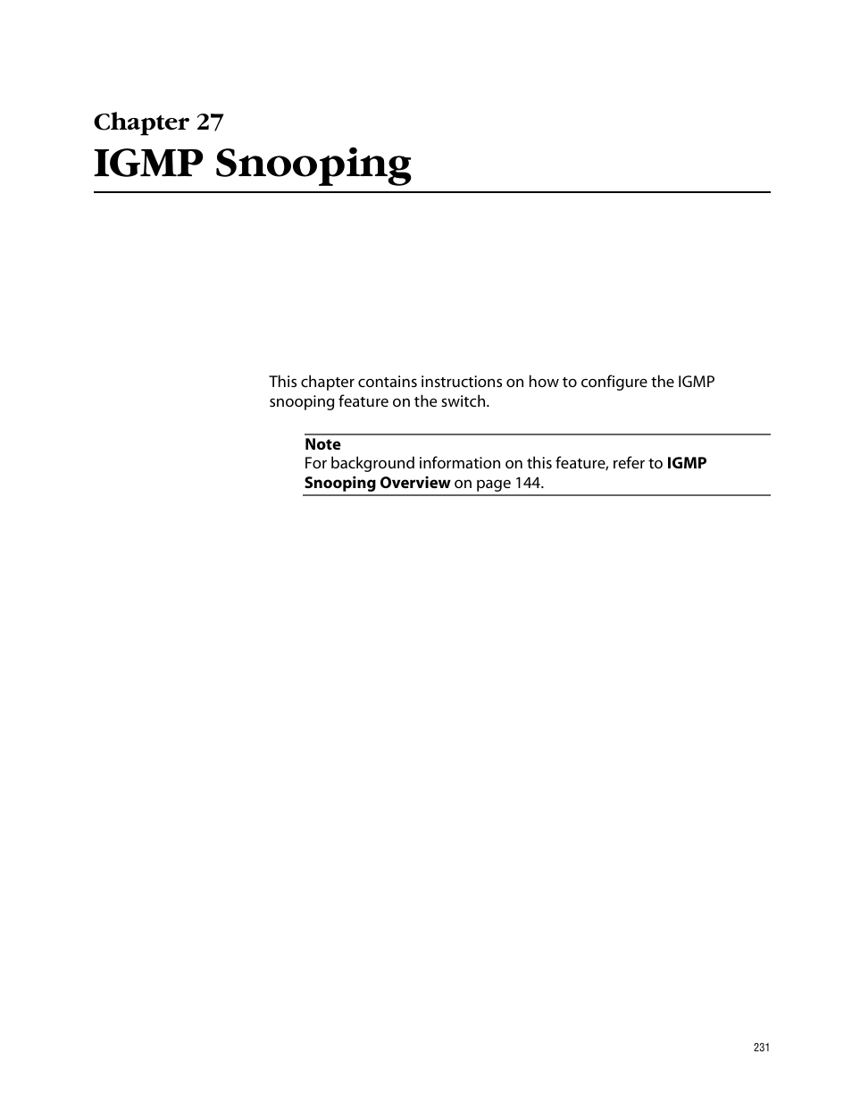 Chapter 27, Igmp snooping | Allied Telesis AT-S39 User Manual | Page 231 / 242