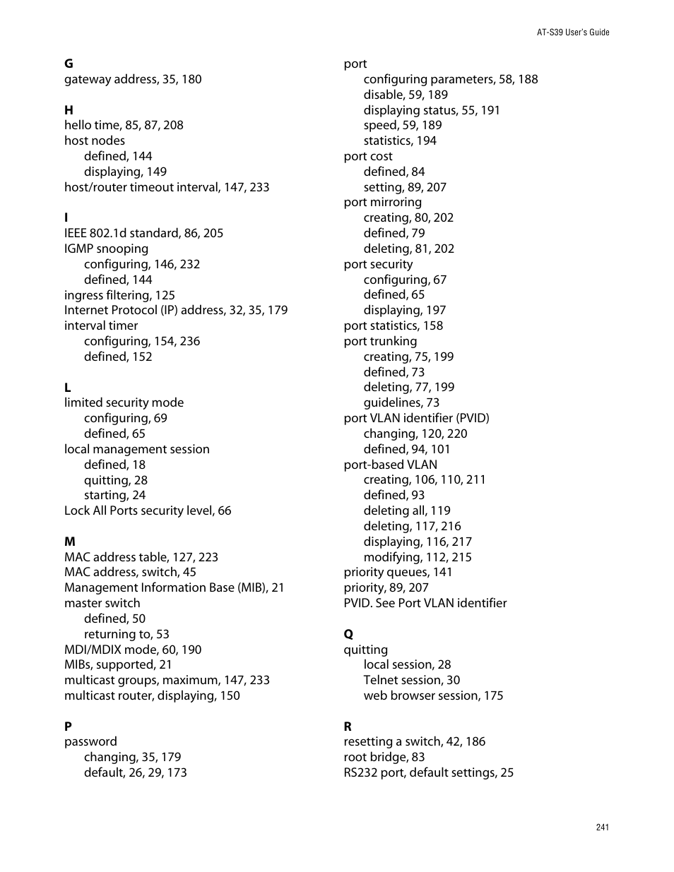 Allied Telesis AT-S39 User Manual | Page 241 / 242