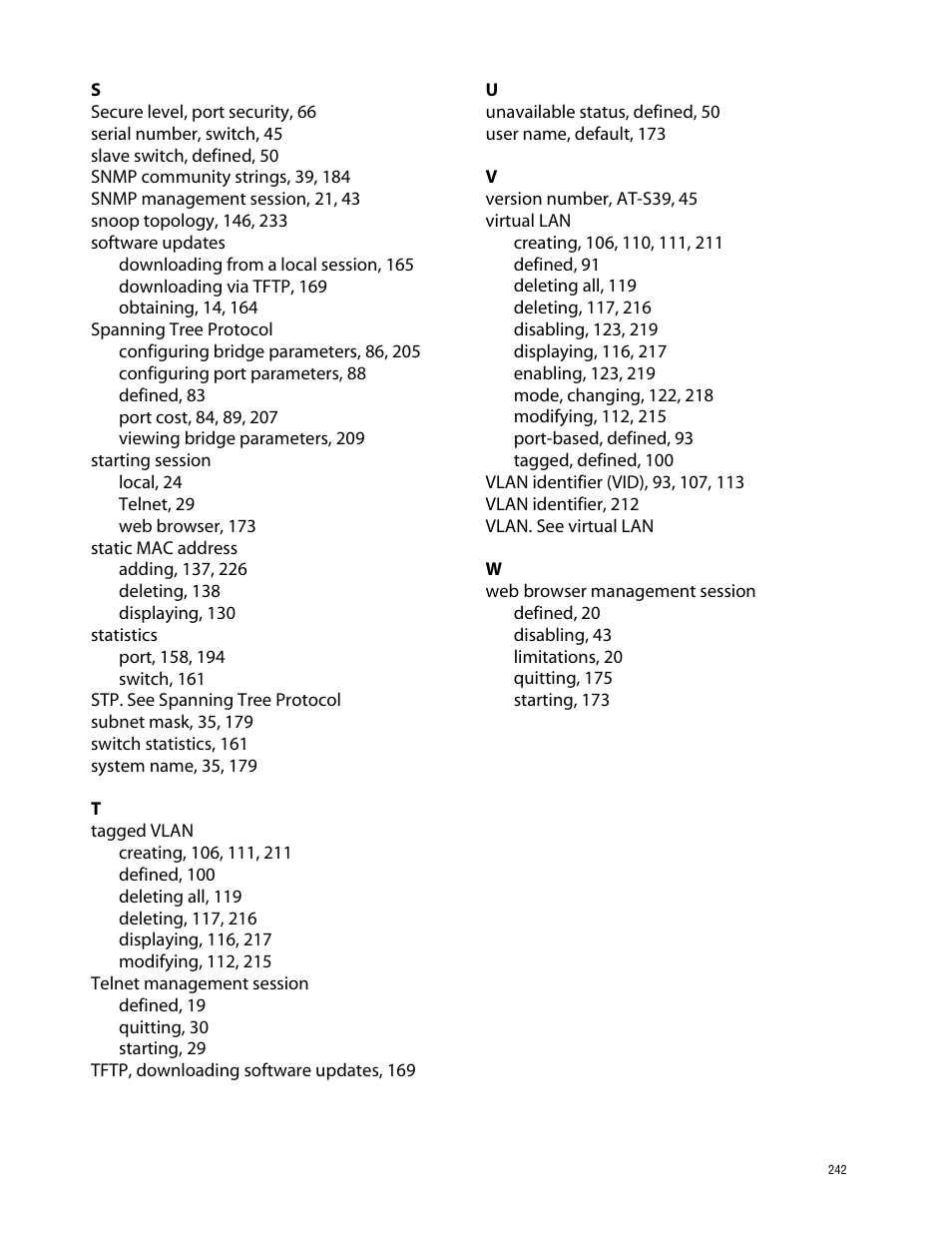 Allied Telesis AT-S39 User Manual | Page 242 / 242