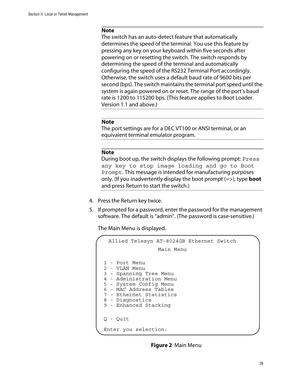 Figure 2: main menu | Allied Telesis AT-S39 User Manual | Page 26 / 242