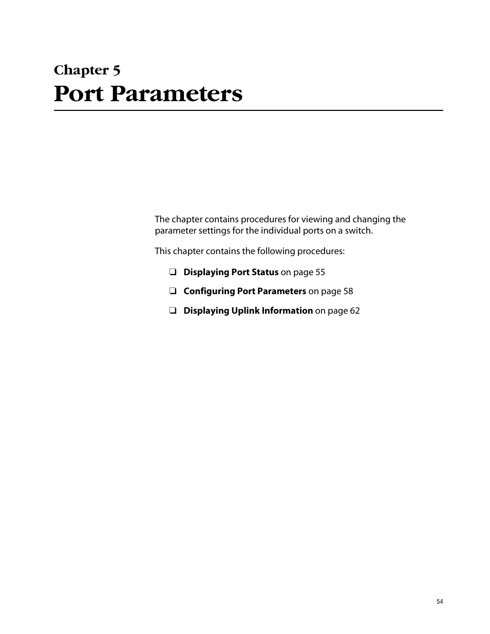 Chapter 5, Port parameters | Allied Telesis AT-S39 User Manual | Page 54 / 242
