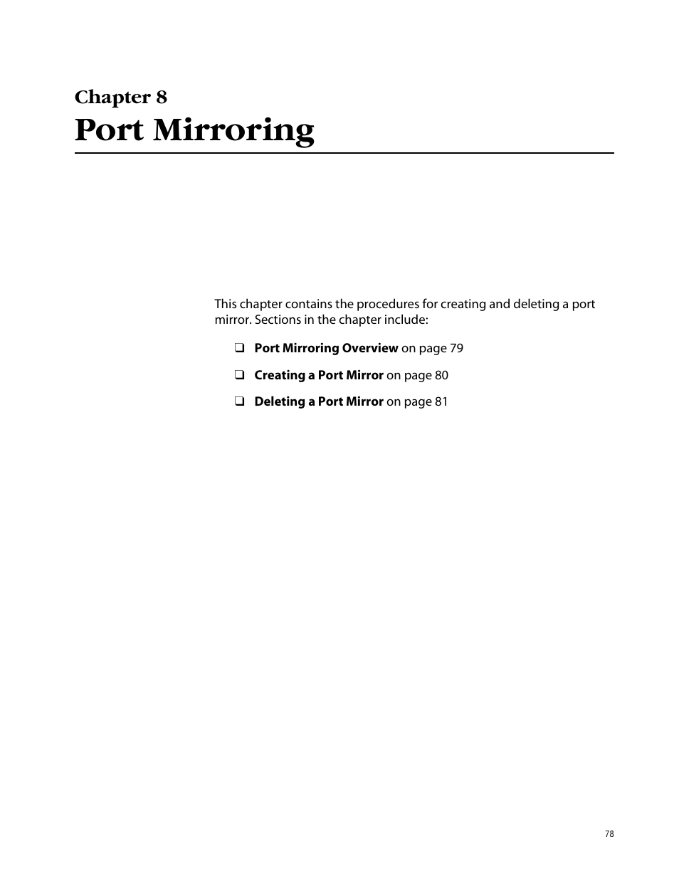 Chapter 8, Port mirroring | Allied Telesis AT-S39 User Manual | Page 78 / 242