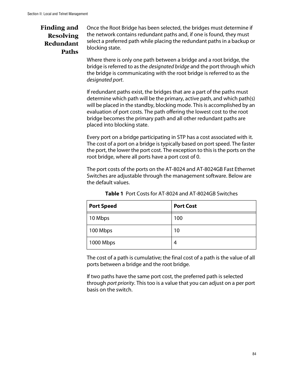 Finding and resolving redundant paths | Allied Telesis AT-S39 User Manual | Page 84 / 242