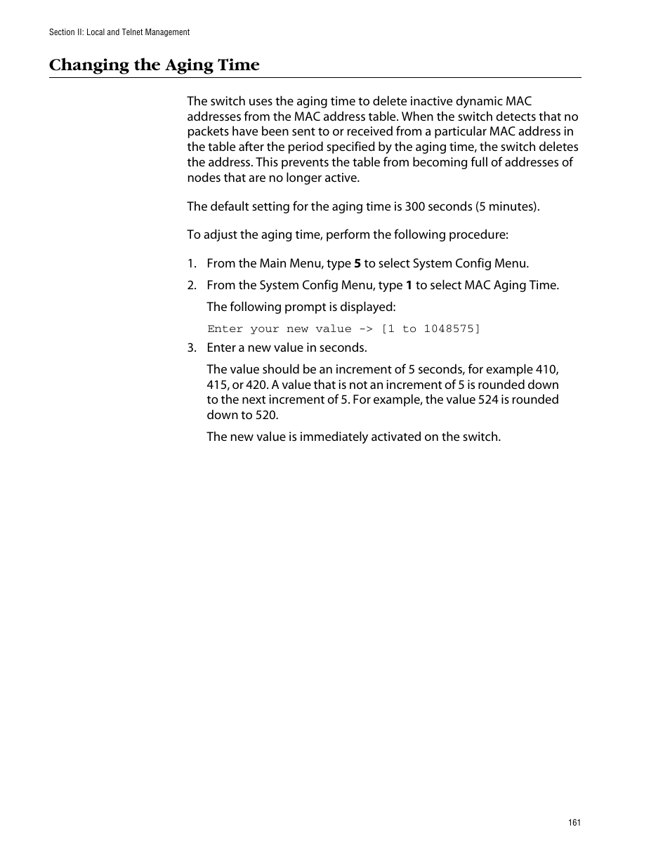 Changing the aging time | Allied Telesis AT-S39 User Manual | Page 161 / 299