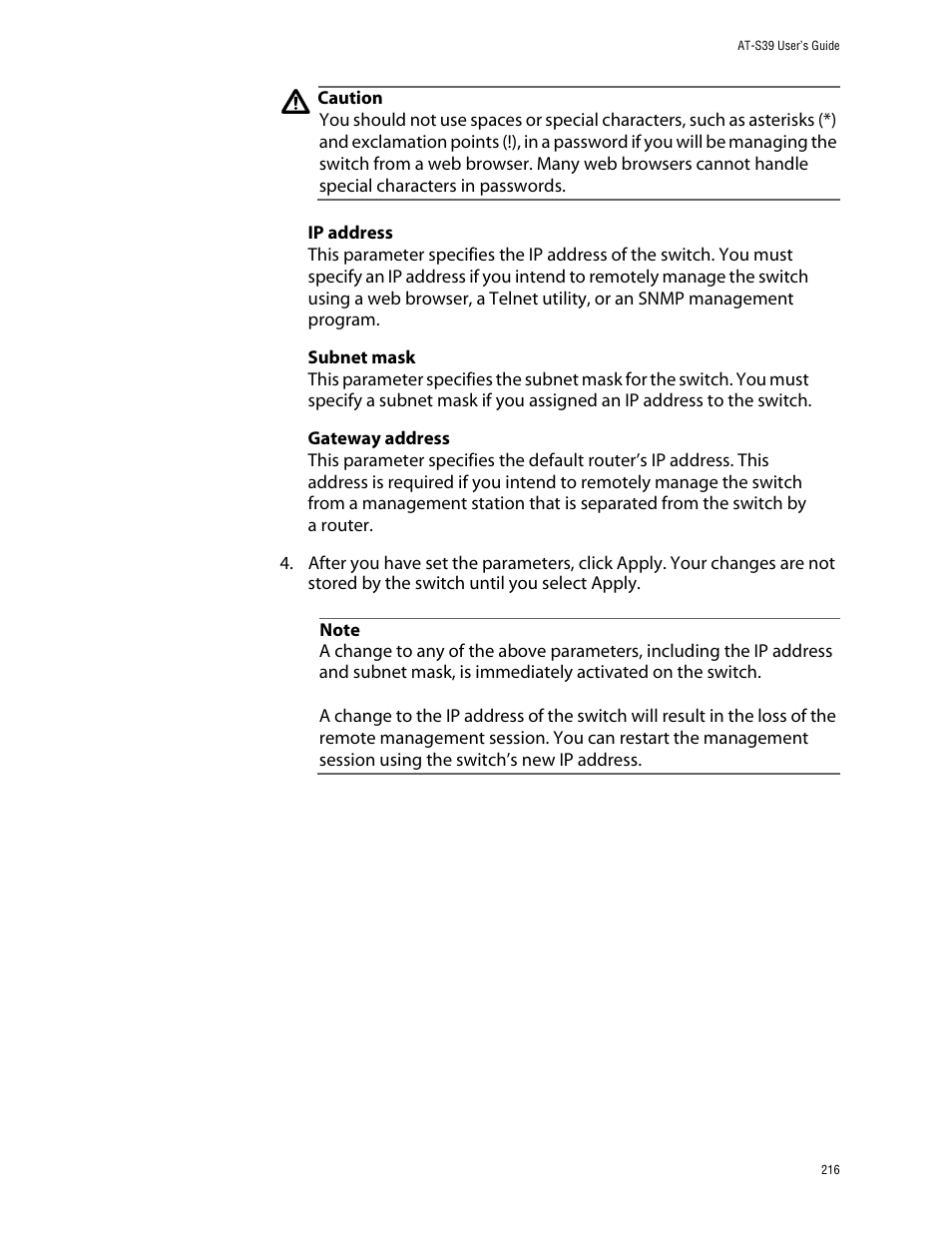 Allied Telesis AT-S39 User Manual | Page 216 / 299