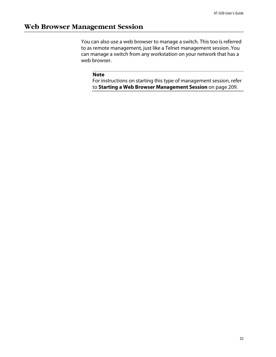 Web browser management session | Allied Telesis AT-S39 User Manual | Page 22 / 299