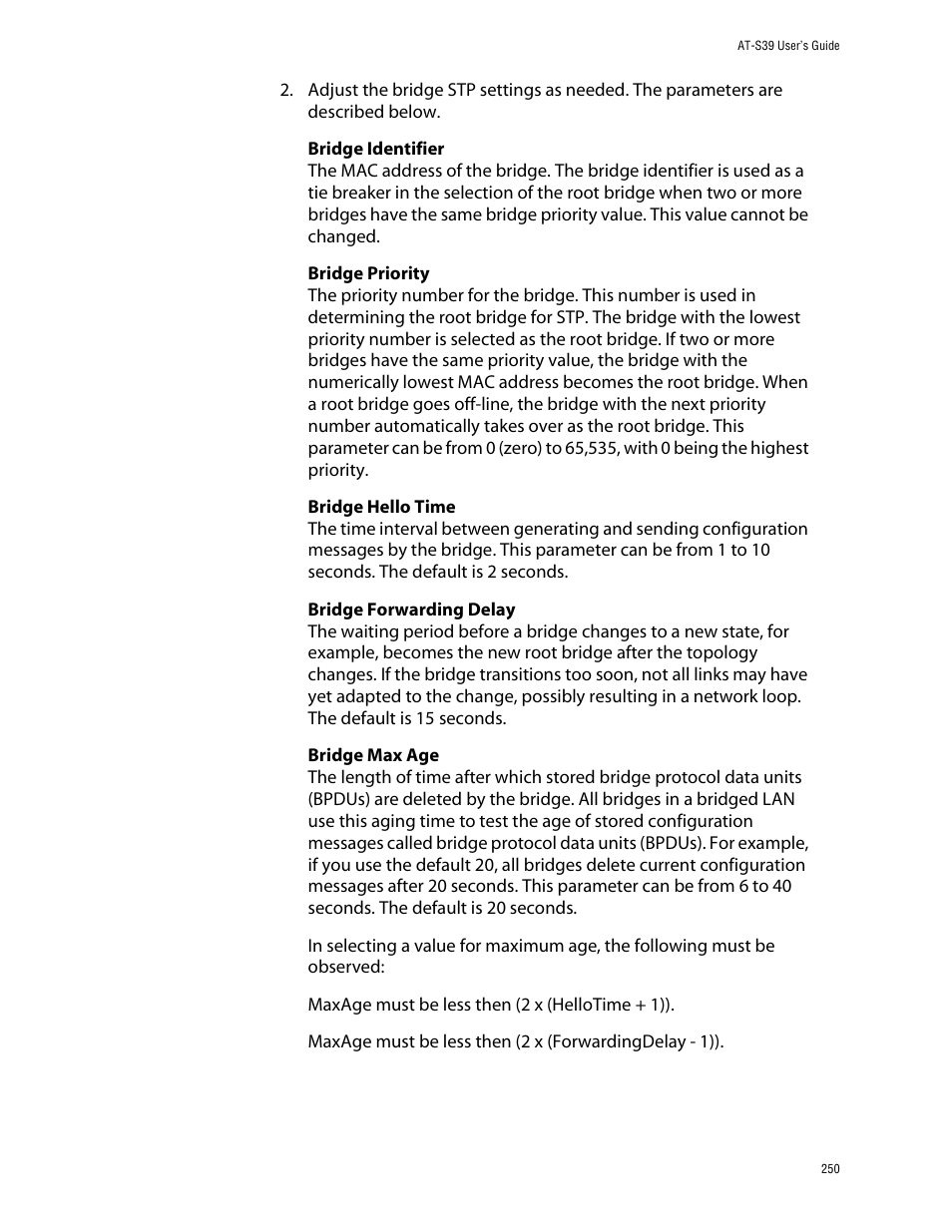 Allied Telesis AT-S39 User Manual | Page 250 / 299